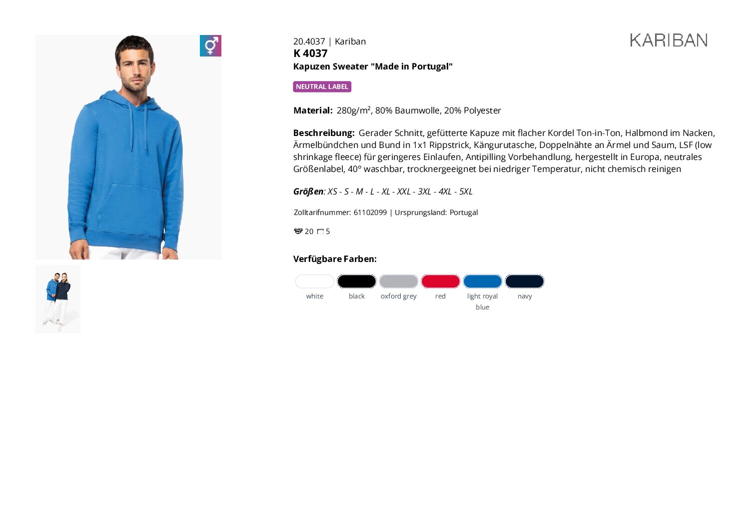 Kapuzen Sweater Kariban - Image 2