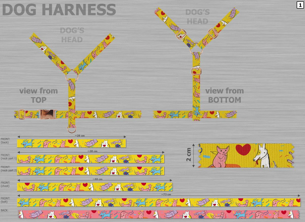 Dog harness with print 14138