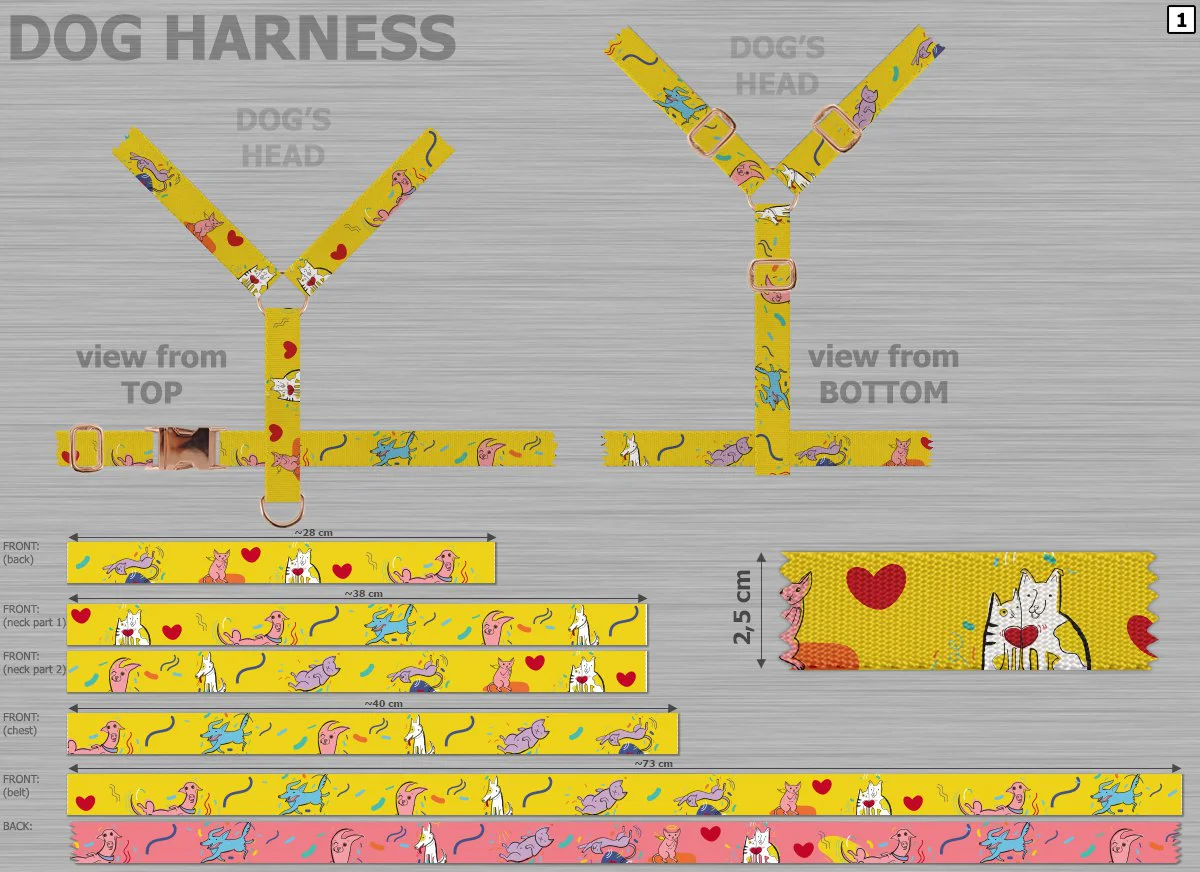 Dog harness with print 14140