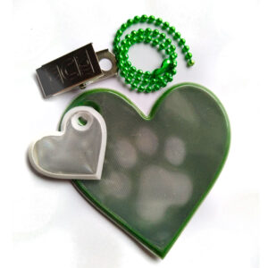 Paw in heart green and white 2